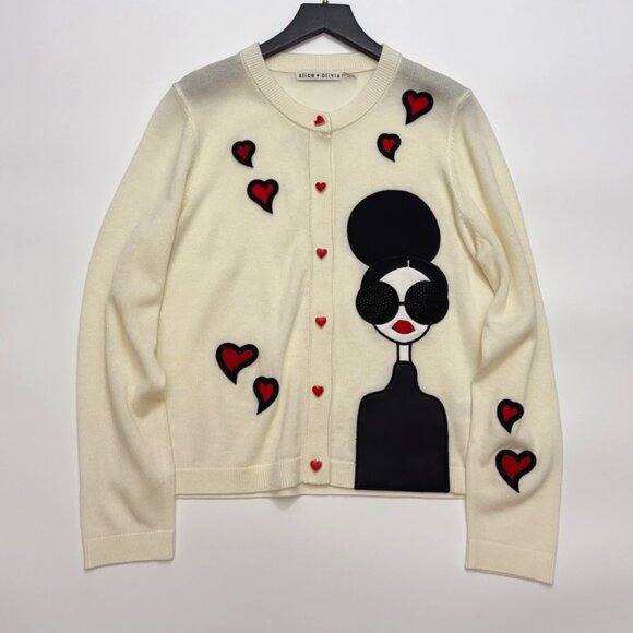 Alice + Olivia Sweaters - Alice + Olivia Ruthy Staceface Caridgan - Sweetheart Stace
